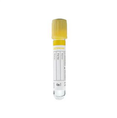 Tubo di raccolta del sangue sottovuoto con gel separatore in vetro giallo 13*75mm, capacità 1-10ml