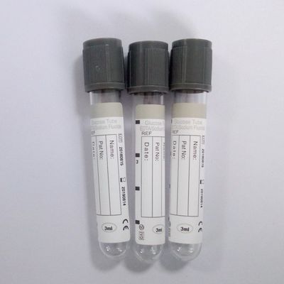 Fluoruro di sodio grigio (EDTA/eparina di sodio) 13*75mm2,3tubo di raccolta del sangue in vuoto da 4 ml per la determinazione del valore del glucosio nel sangue