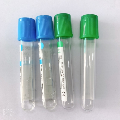 Il campione di sangue di uso del laboratorio medico imbottiglia il colore verde blu per la raccolta del sangue